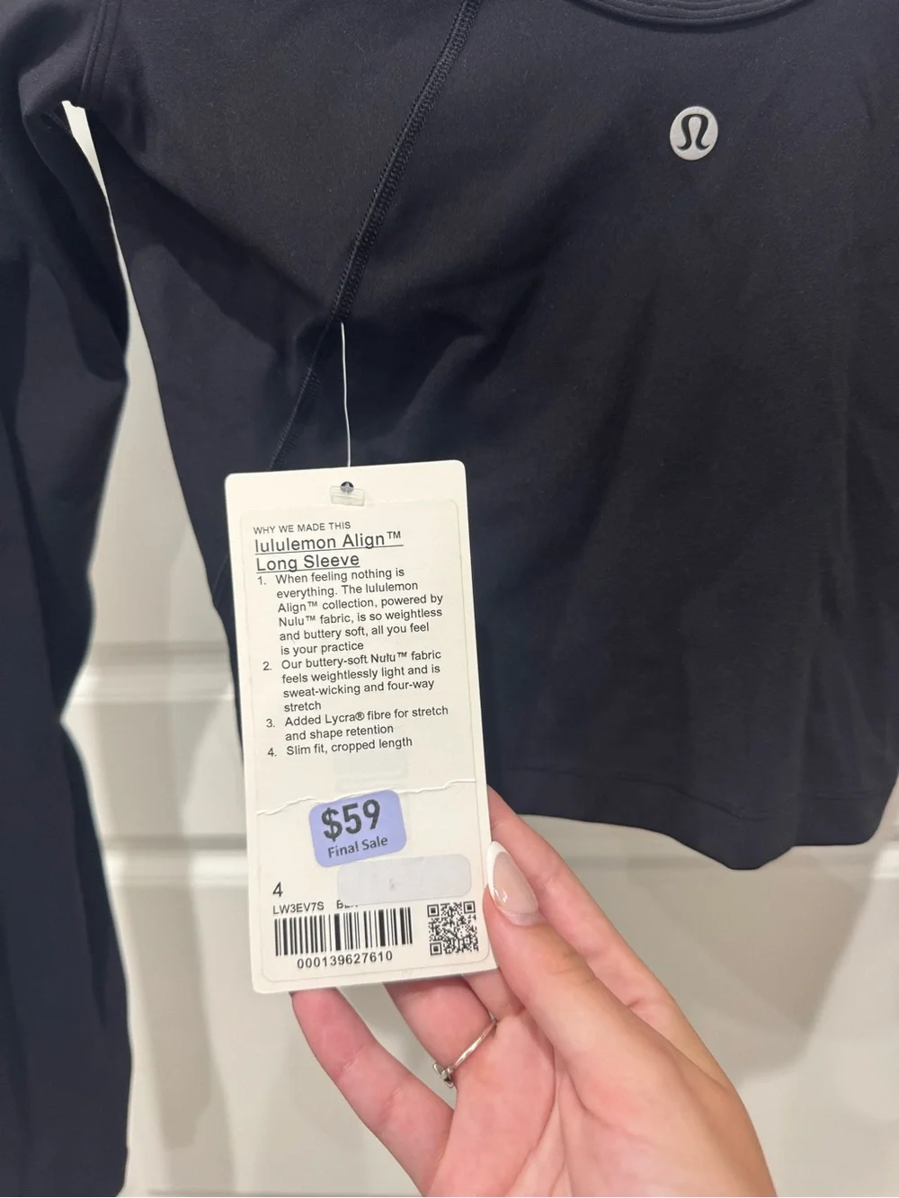 lululemon athletica Black Long Sleeve V-Neck Crop Top